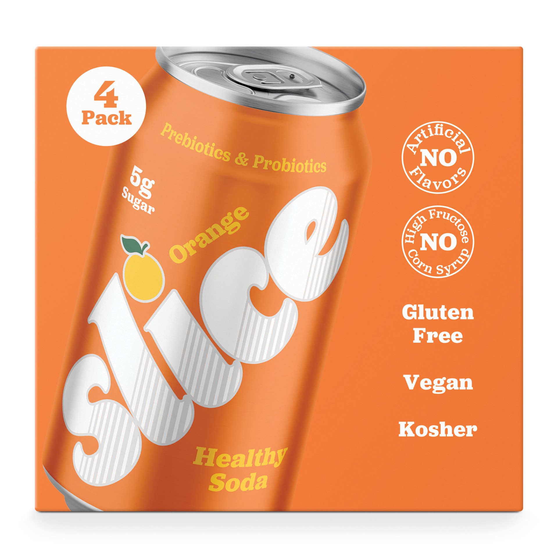 slide 8 of 8, Slice Orange Healthy Soda, 12 fl oz Cans, 4-Pack, 48 fl oz