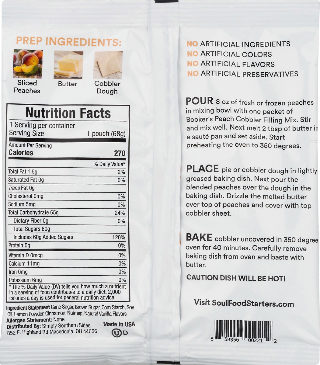 slide 6 of 9, BOOKERS Soul Food Starters Peach Cobbler Filling Mix - 2.4 oz, 2.4 oz