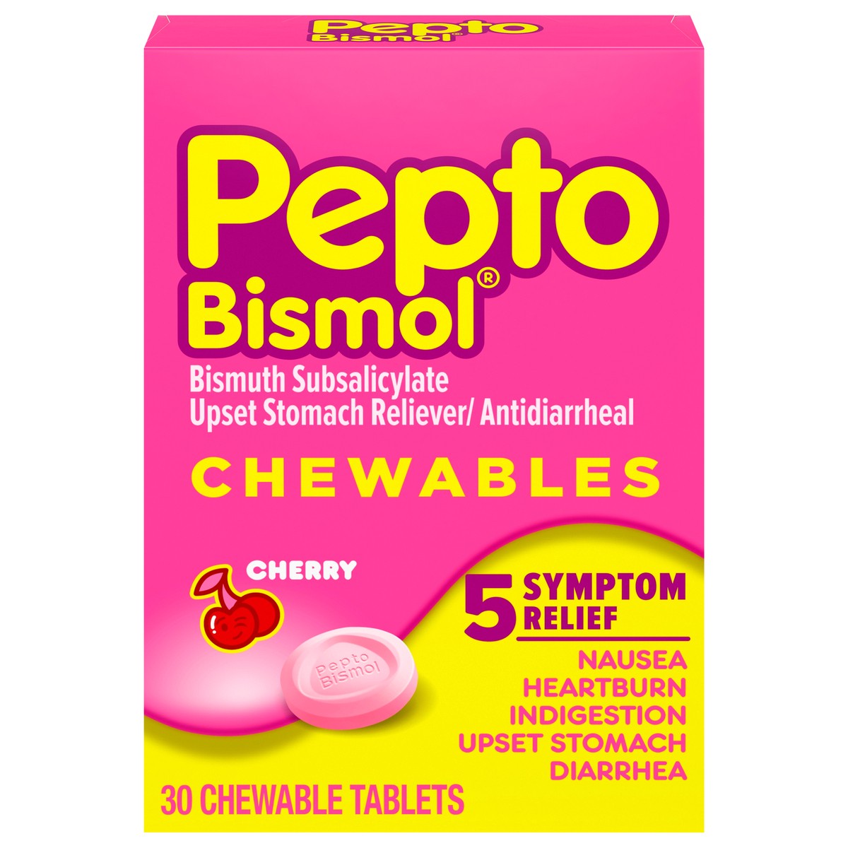 slide 1 of 5, Pepto-Bismol Pepto Bismol Cherry Antacid Tablets, 30 ct