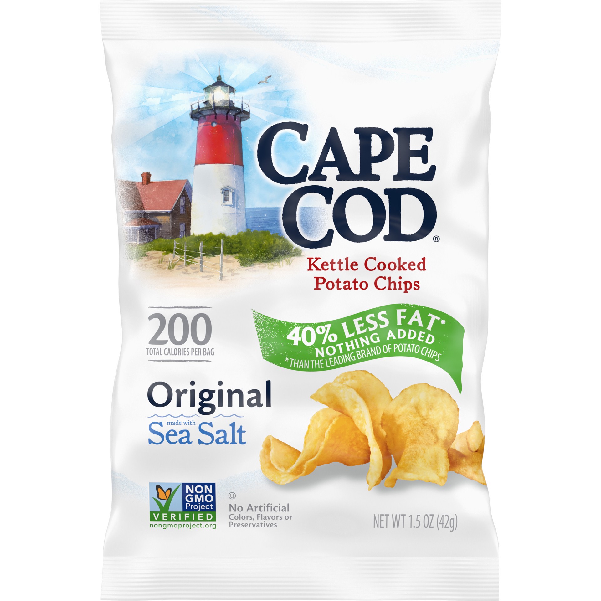 slide 1 of 5, Cape Cod Potato Chips, Less Fat Original Kettle Cooked Chips, 1.5 Oz, 1.5 oz