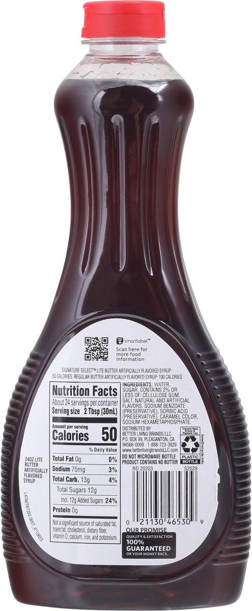 slide 2 of 13, Signature Select Lite Butter Syrup 24 fl oz, 24 fl oz