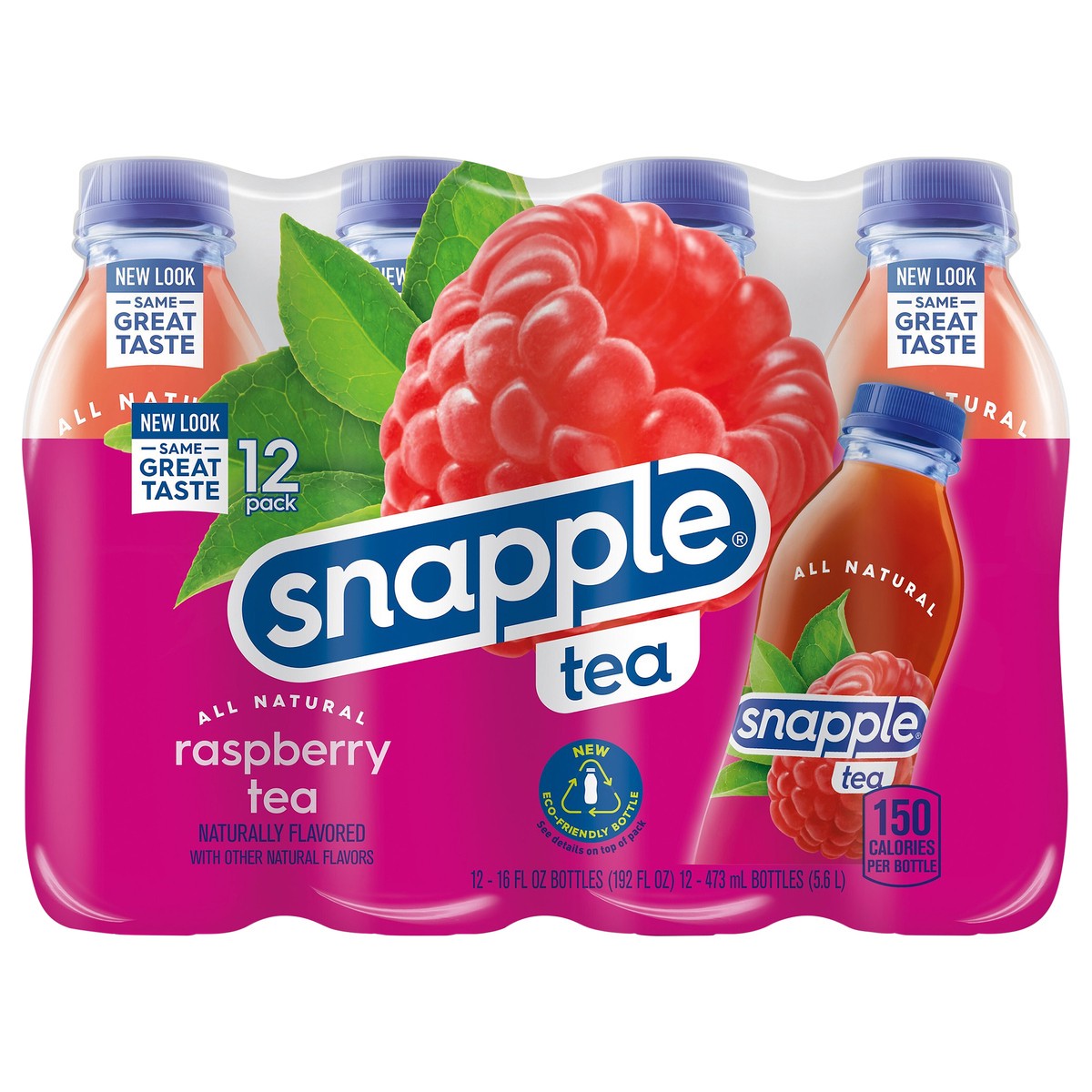 slide 1 of 10, Snapple Raspberry Tea recycled plastic bottle, 12 ct