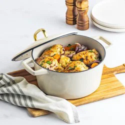 Hy-Vee Seasons Cast Iron Dutch Oven In Linen