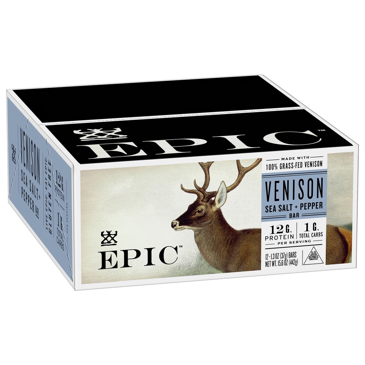 slide 2 of 9, EPIC Venison Sea Salt & Pepper Bars, Keto Friendly, Gluten Free, 12 ct, 12 ct