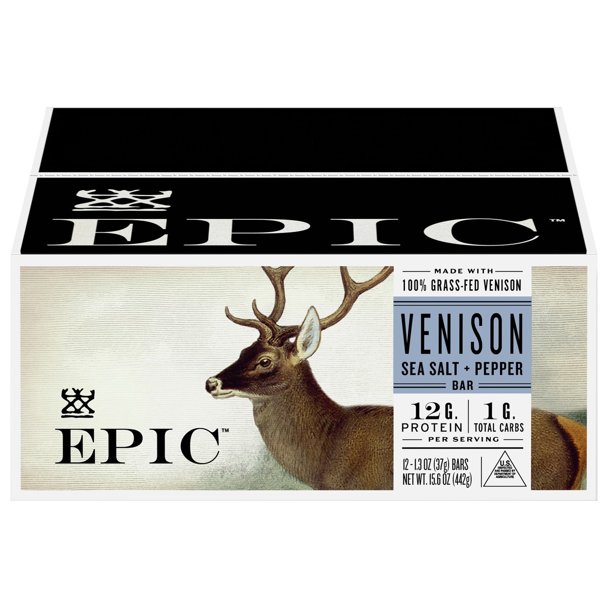 slide 1 of 9, EPIC Venison Sea Salt & Pepper Bars, Keto Friendly, Gluten Free, 12 ct, 12 ct