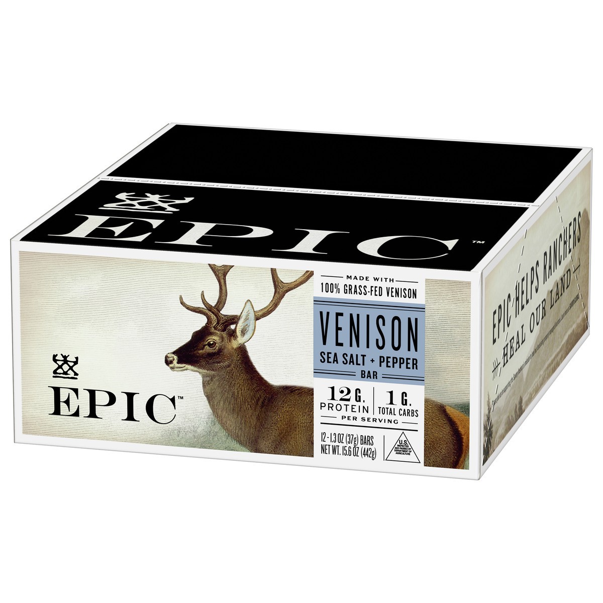 slide 3 of 9, EPIC Venison Sea Salt & Pepper Bars, Keto Friendly, Gluten Free, 12 ct, 12 ct