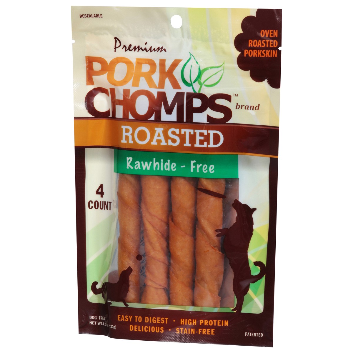 slide 11 of 16, Pork Chomps Premium Rawhide - Free Roasted Dog Treats 4 ea, 4 ct