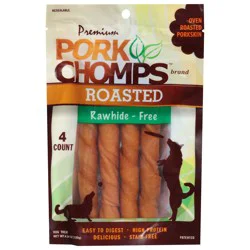 Pork Chomps Premium Rawhide - Free Roasted Dog Treats 4 ea