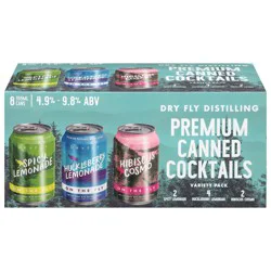 Dry Fly Premium Spicy Lemonade, Huckleberry, Hibiscus Cosmo Cocktails Variety Pack - 8 x 355 ml Cans
