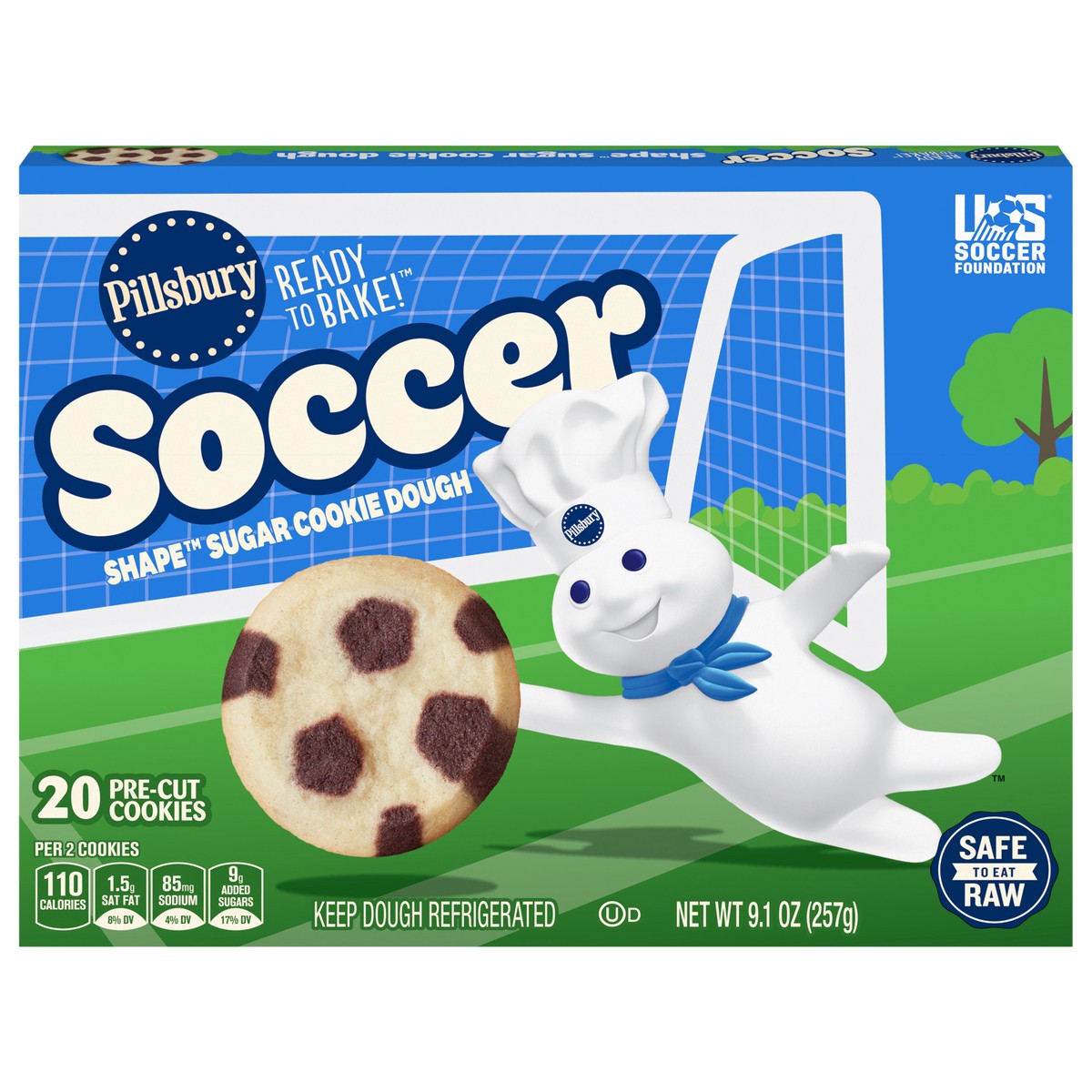slide 1 of 14, Pillsbury Soccer Ball Sugar Cookie Dough 20ct, 9.1 oz