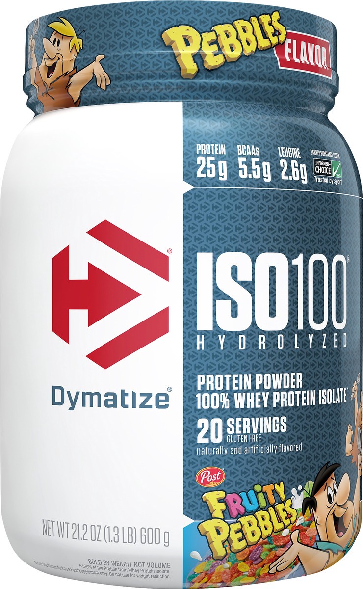 slide 1 of 4, Dymatize ISO100 Hydrolyzed Fruity Pebbles Protein Powder 21.2 oz, 21.2 oz