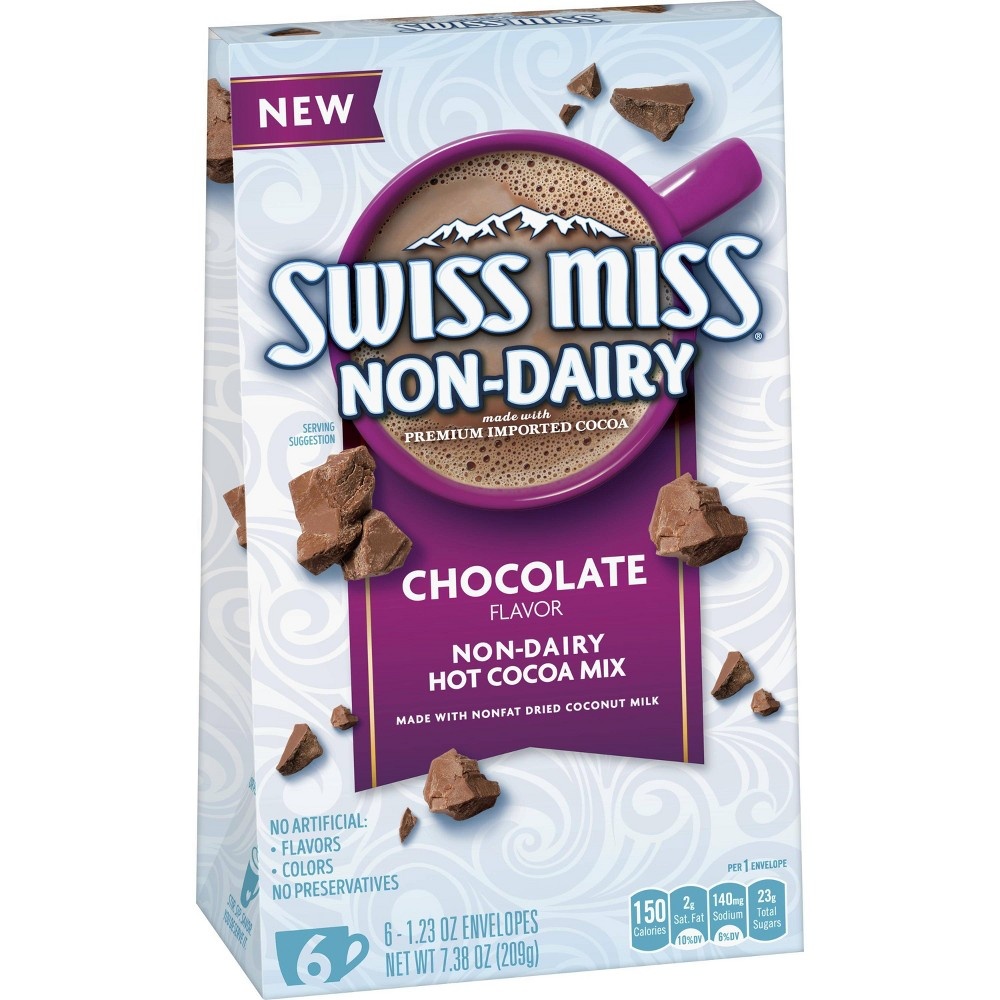 slide 2 of 7, Swiss Miss Chocolate Non-Dairy Hot Cocoa Mix Envelopes, 6 ct