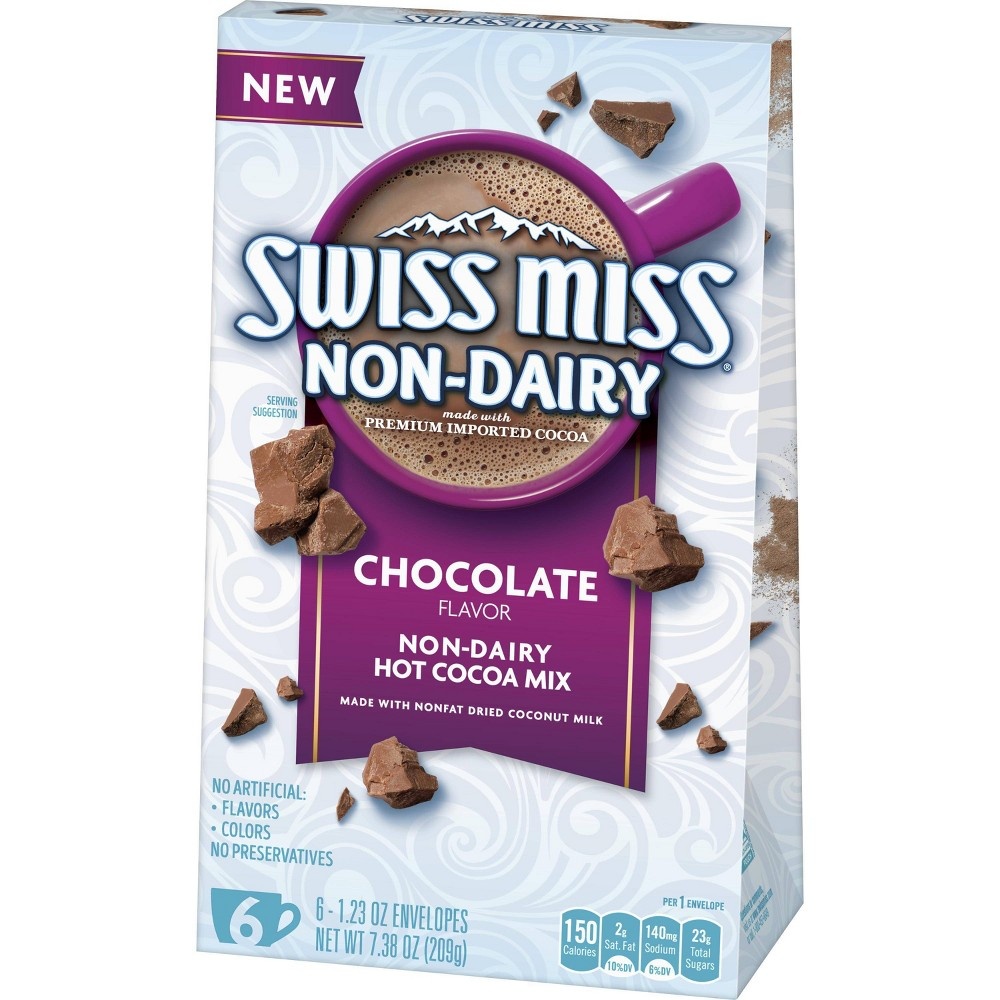 slide 3 of 7, Swiss Miss Chocolate Non-Dairy Hot Cocoa Mix Envelopes, 6 ct