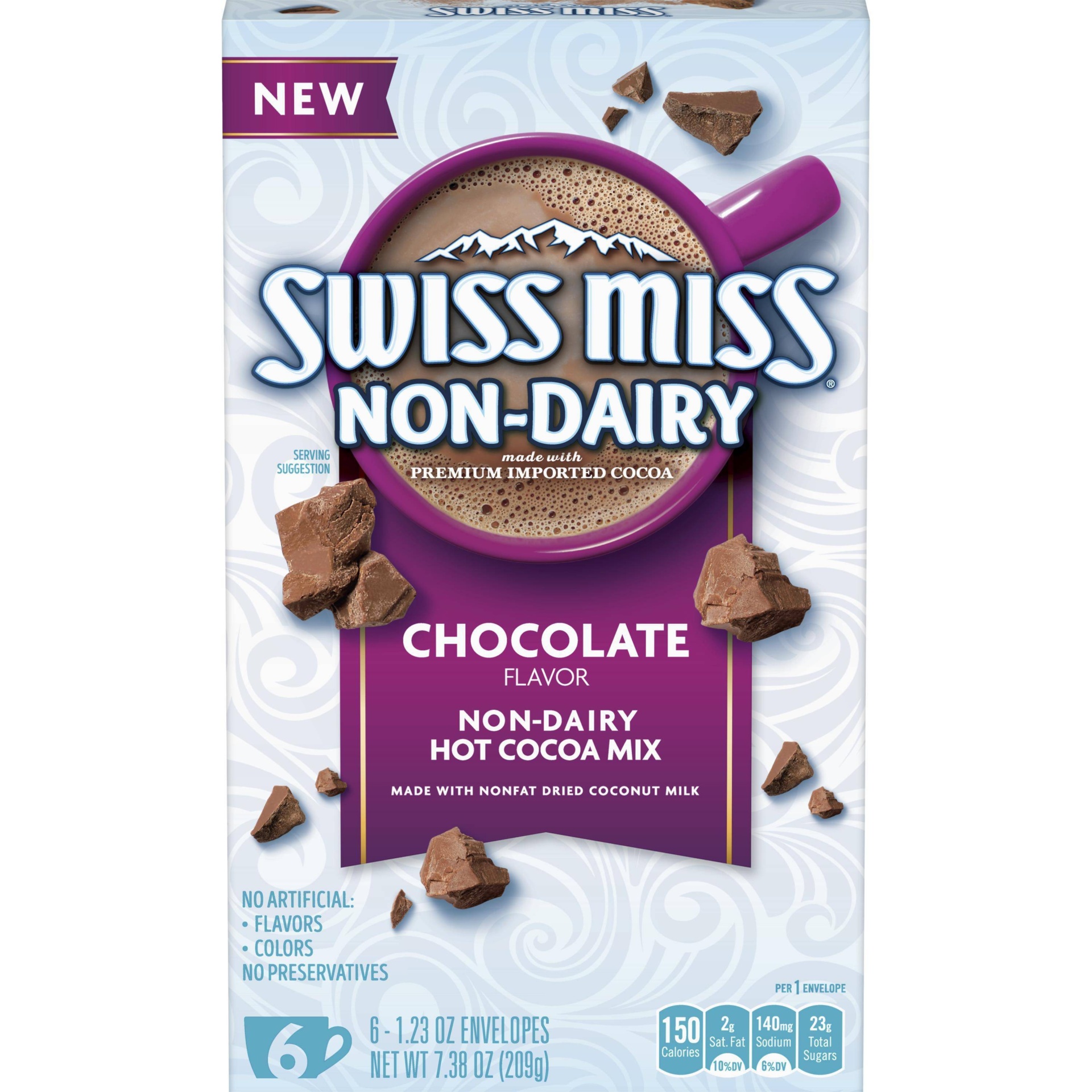 slide 1 of 7, Swiss Miss Chocolate Non-Dairy Hot Cocoa Mix Envelopes, 6 ct