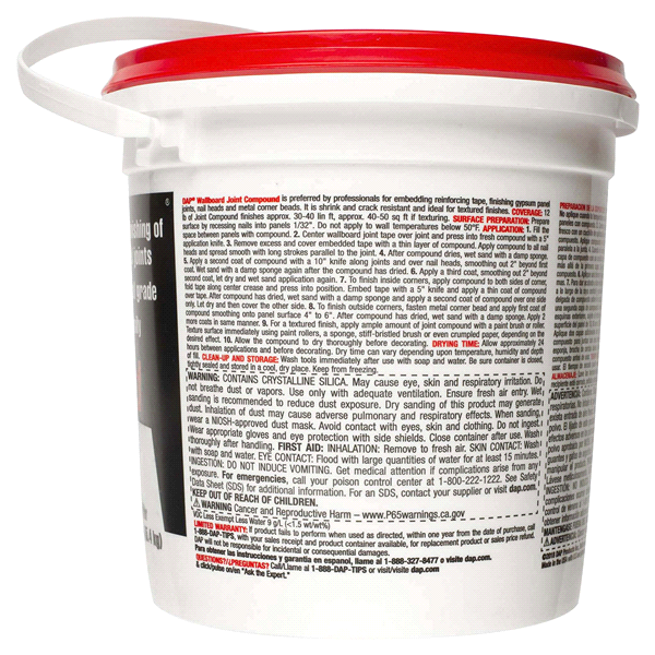 slide 8 of 9, DAP Wallboard Joint Compound - Ready to Use Tub, White, 12 lb