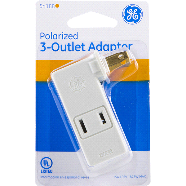 slide 1 of 1, GE Polarized 3-Outlet Adapter, 1 ct
