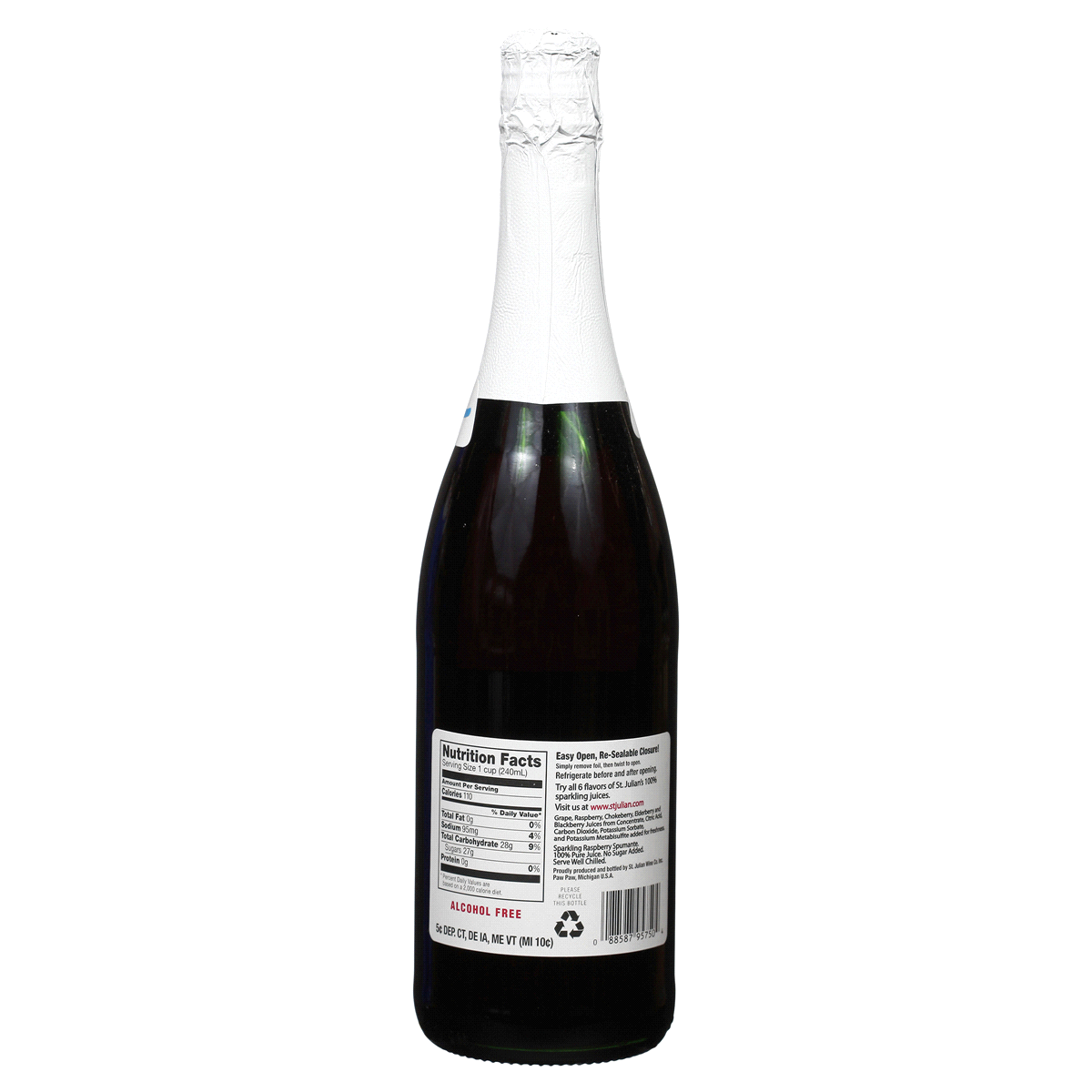 slide 2 of 2, St. Julian Alcohol Free Sparkling Raspberry Spumante, 750 ml