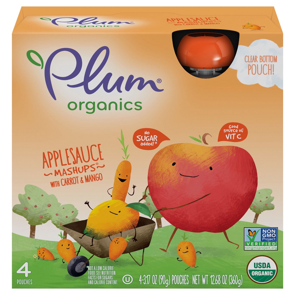 slide 1 of 6, Plum Organics Mashups Applesauce, Carrot & Mango 3.17oz Pouch-4-Pack, 4 ct; 3.1 oz