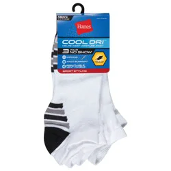 Hanes Cool Dri Men's White No Show Socks 3 ea