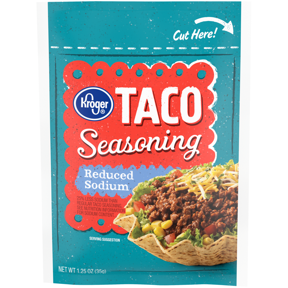 slide 1 of 1, Kroger Reduced Sodium Taco Seasoning Mix, 1.25 oz
