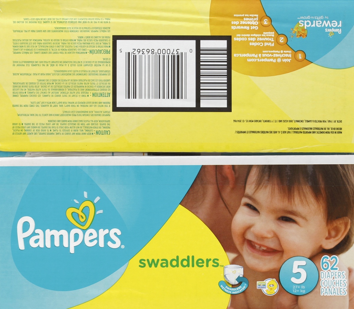 slide 2 of 5, Pampers Diapers, 62 ct