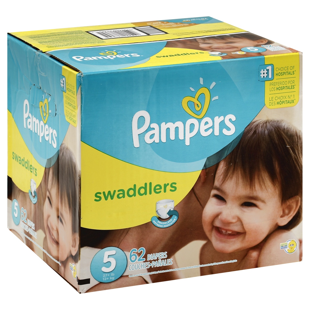slide 5 of 5, Pampers Diapers, 62 ct