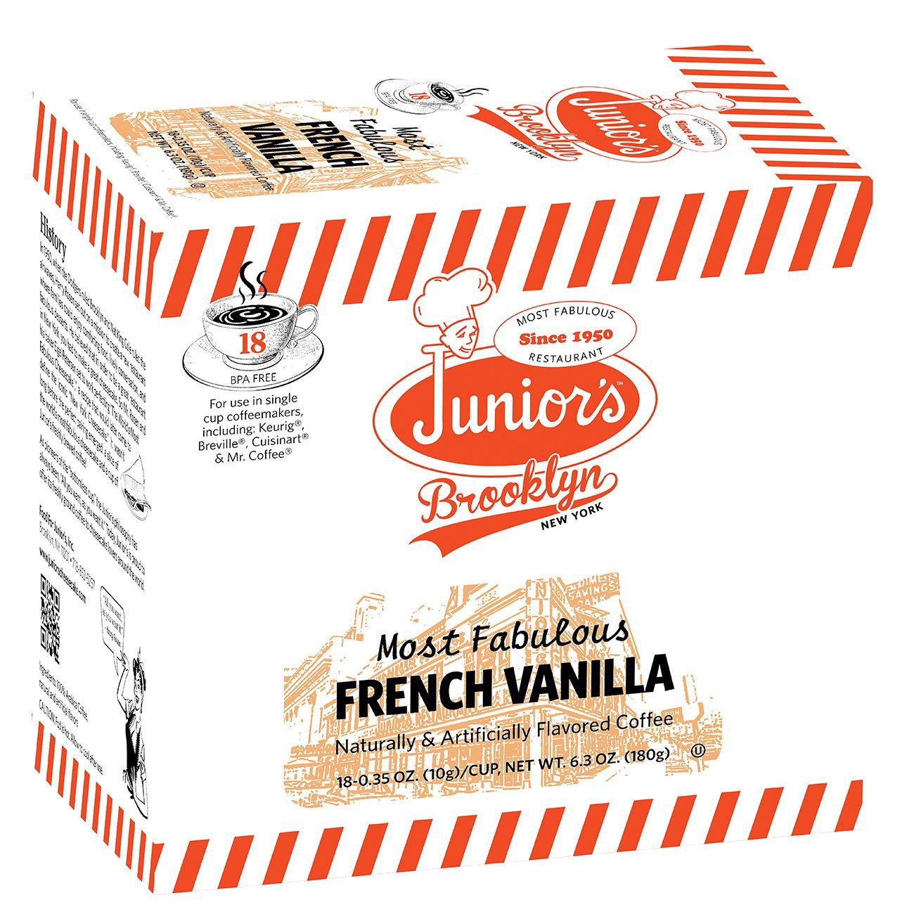 slide 1 of 1, Junior's French Vanilla Coffee, 18 ct