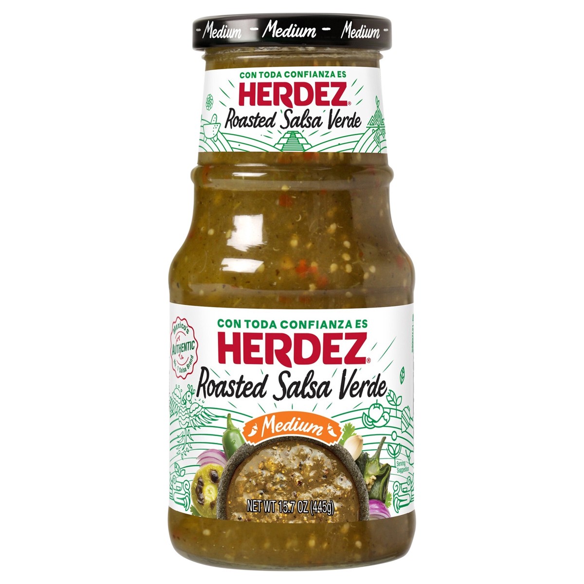 slide 1 of 9, HERDEZ Roasted Salsa Verde Medium, 15.7 oz