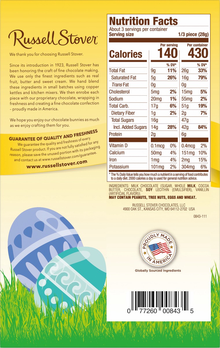 slide 2 of 8, Russell Stover Easter Solid Milk Chocolate Easter Bunny, 3 oz., 3 oz