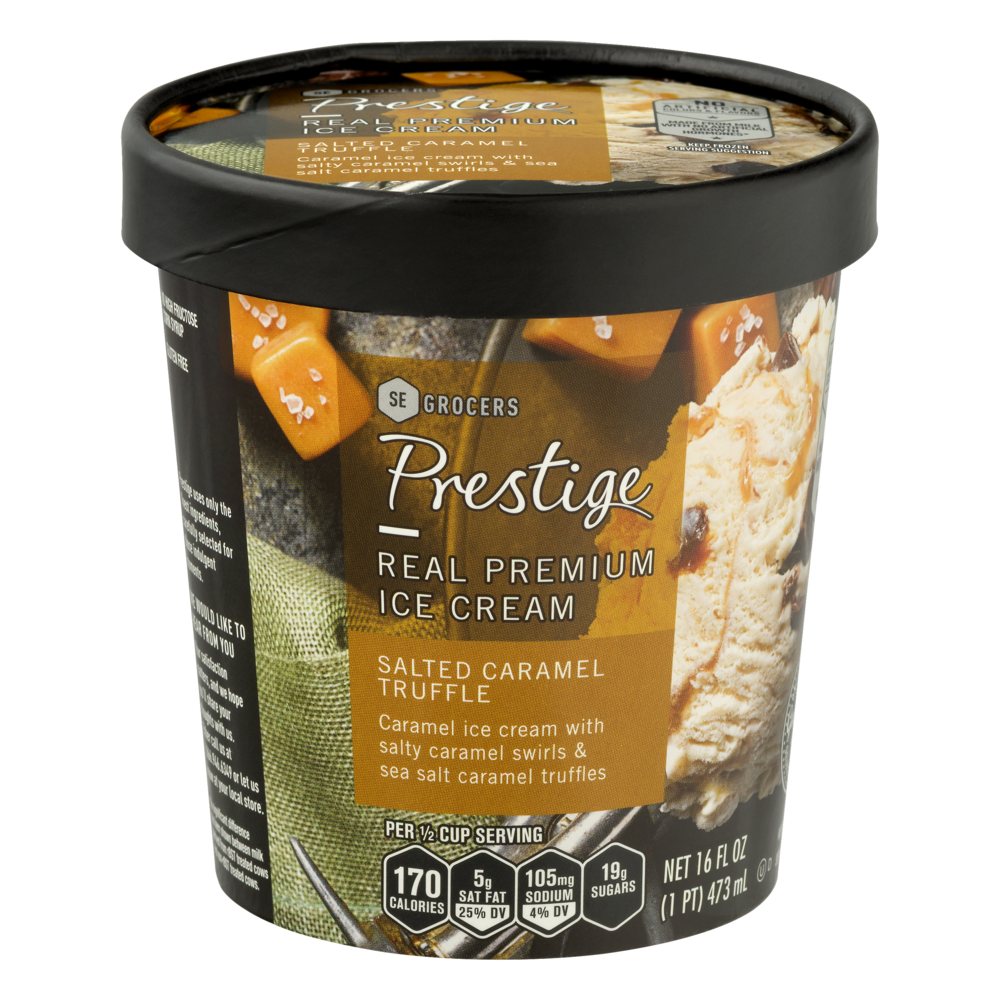 slide 1 of 1, Prestige Real Premium Ice Cream Salted Caramel Truffle, 16 oz