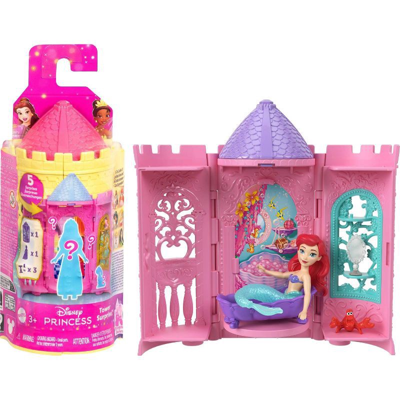 slide 1 of 6, Disney Princess Tower Surprise Small Dolls and Stacking Playsets with 5 Surprises, 1 ct