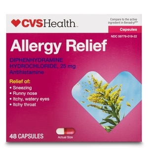 slide 1 of 1, CVS Health Allergy Relief Diphenhydramine Capsules, 48 ct