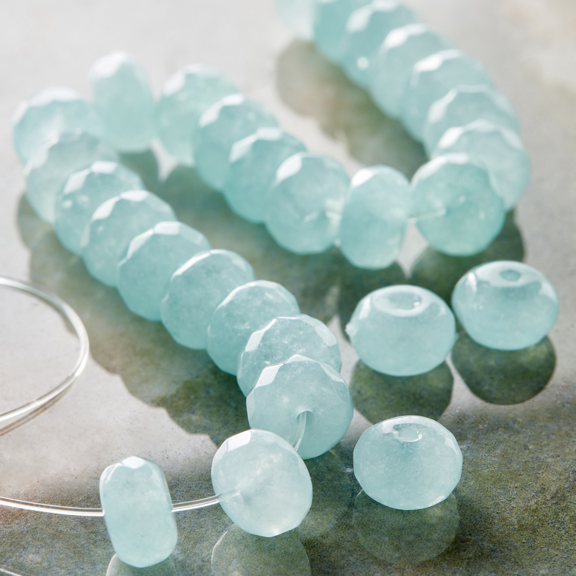 slide 2 of 3, Aqua Dyed Quartz Faceted Rondelle Beads, 8mm By Bead Landing, 8mm
