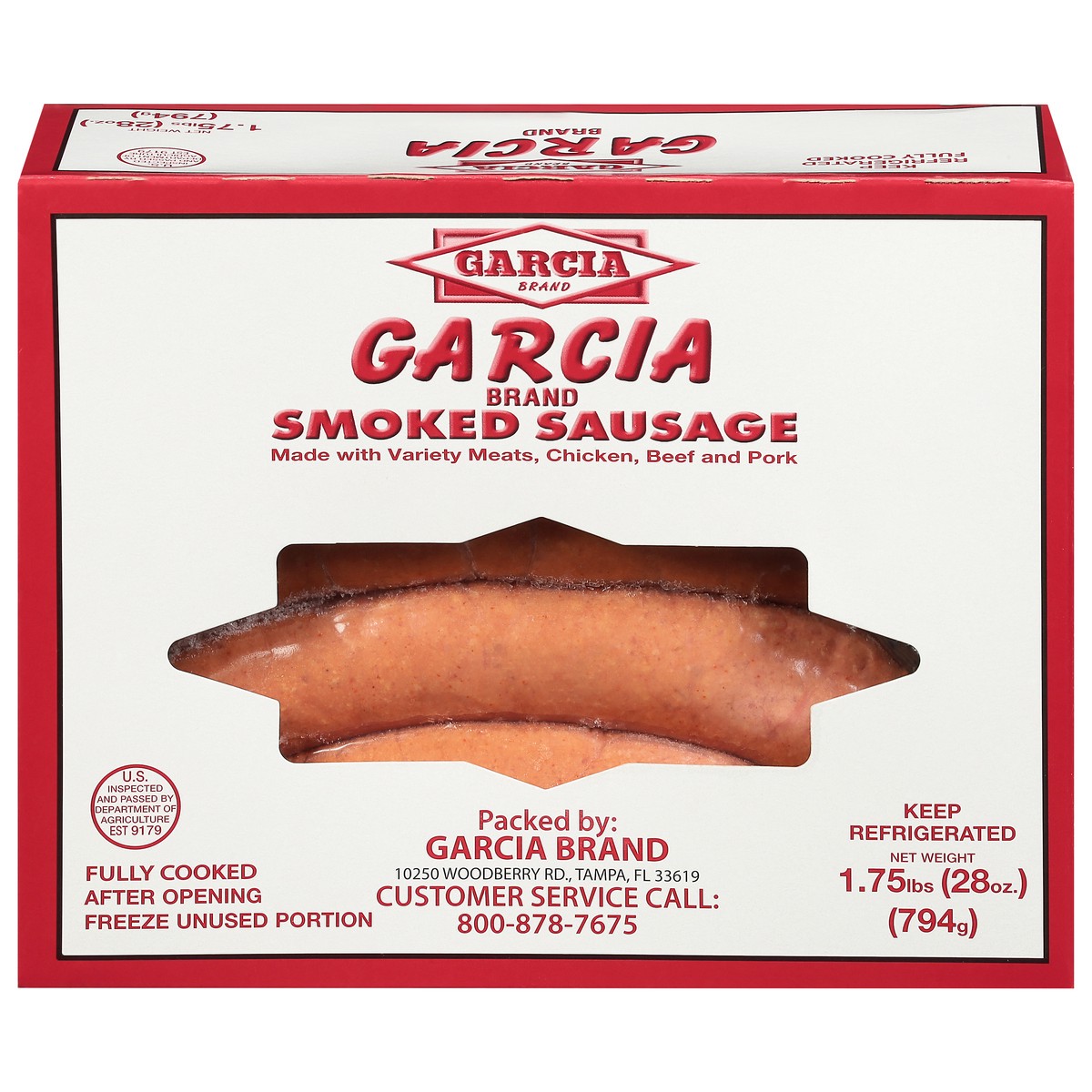slide 1 of 9, Garcia Foods Garcia Brand Smoked Sausage 1.75 lb, 1.75 lb