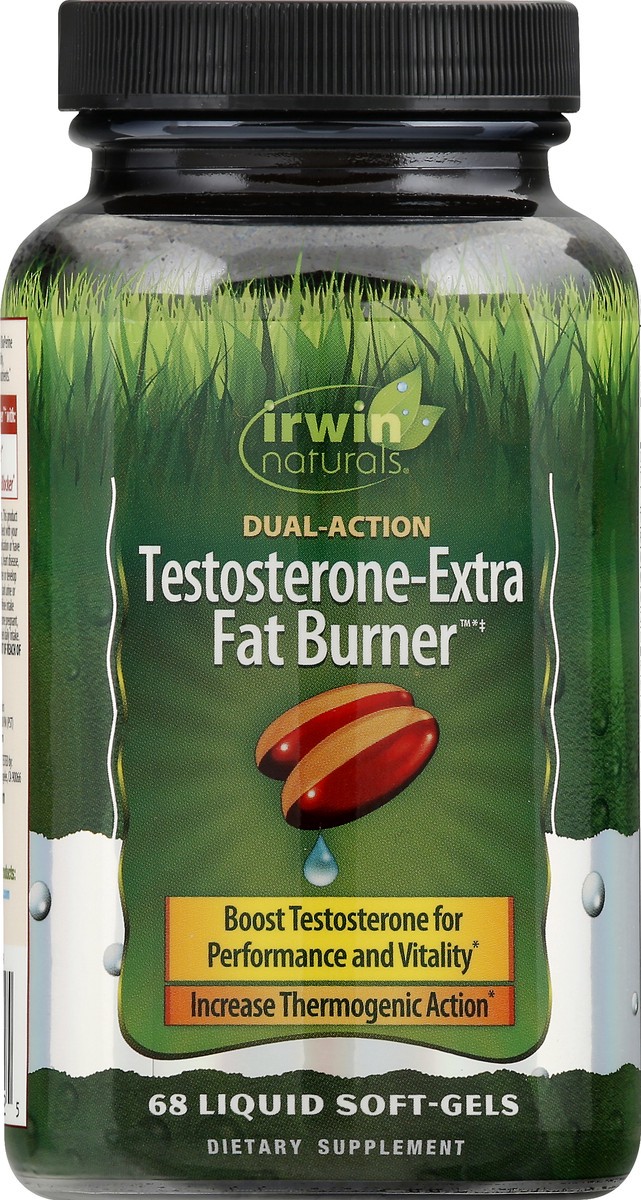 slide 4 of 12, Irwin Naturals Dual Action Testosterone-Extra Liquid Soft-Gels Fat Burner 68 ea, 68 ct