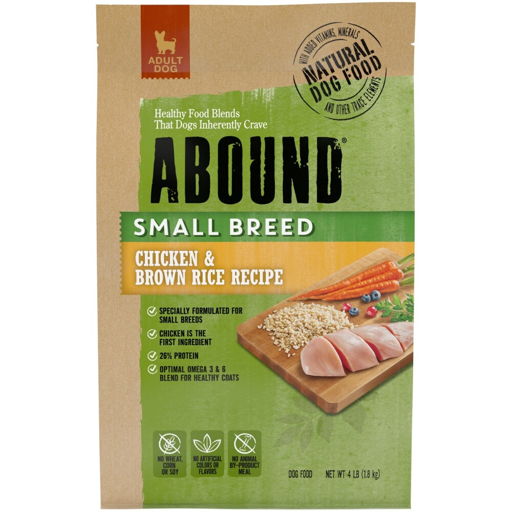 slide 1 of 1, Abound Small Breed Chicken & Brown Rice Recipe Dry Dog Food, 4 lb
