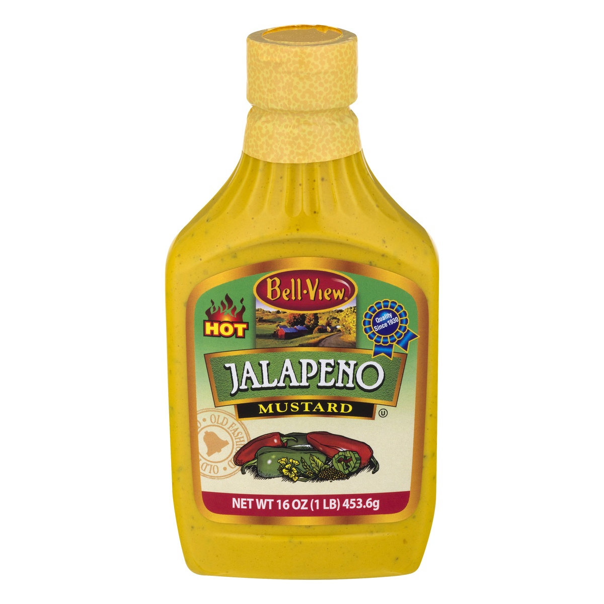 slide 1 of 1, Bell-View Mustard, Jalapeno, Hot, 16 oz