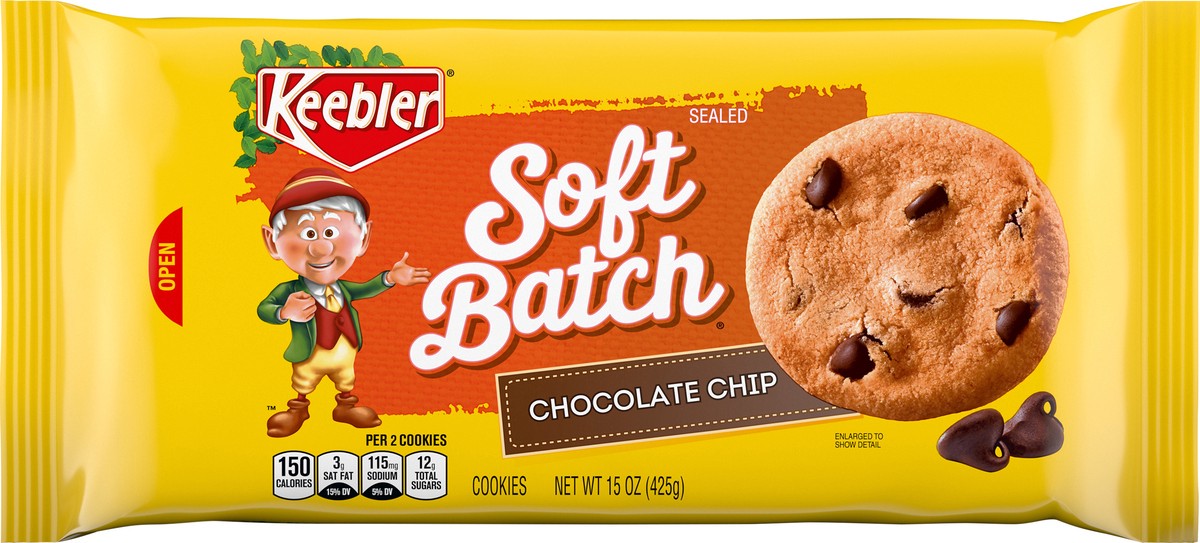 slide 11 of 14, Keebler Brands 06564 153251 Soft Batch Choc Chip Cookies OW Everyday 15oz No PMT, 15 oz