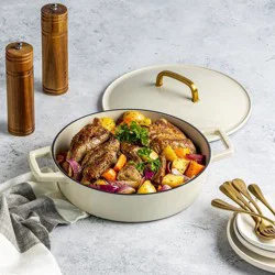 Hy-Vee Seasons 12 In. Cast Iron Braiser With Lid In Linen