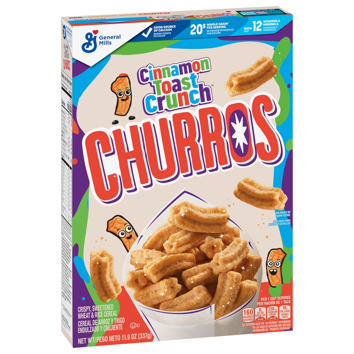 slide 3 of 13, Cinnamon Toast Crunch Churros Cinnamon Toast Crunch Breakfast Cereal, 11.9 OZ Cereal Box, 11.9 oz