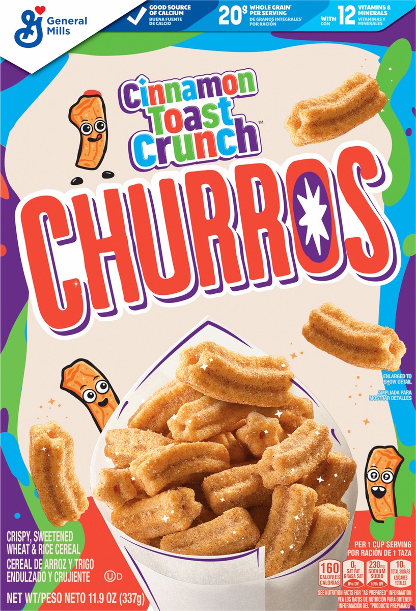 slide 4 of 13, Cinnamon Toast Crunch Churros Cinnamon Toast Crunch Breakfast Cereal, 11.9 OZ Cereal Box, 11.9 oz