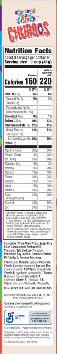slide 2 of 13, Cinnamon Toast Crunch Churros Cinnamon Toast Crunch Breakfast Cereal, 11.9 OZ Cereal Box, 11.9 oz