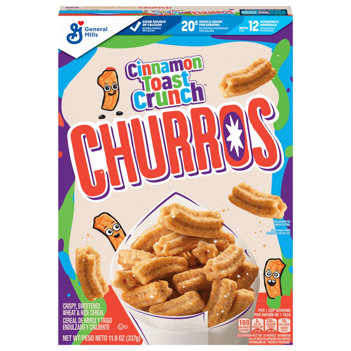 slide 9 of 13, Cinnamon Toast Crunch Churros Cinnamon Toast Crunch Breakfast Cereal, 11.9 OZ Cereal Box, 11.9 oz