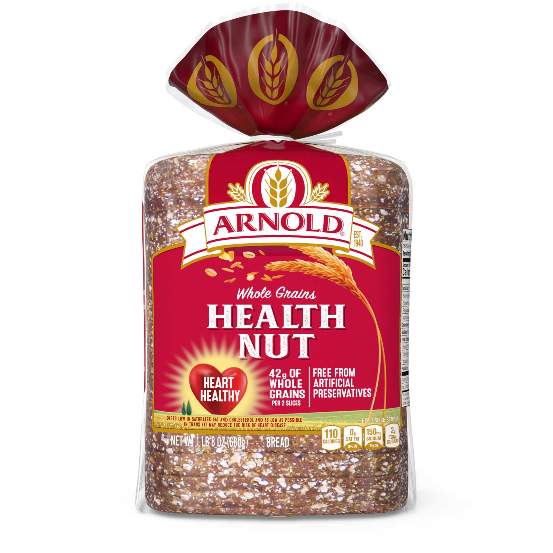 slide 1 of 2, Arnold Whole Grains Health Nut Bread, 24 oz