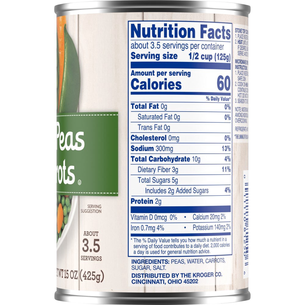 slide 4 of 5, Kroger Sweet Peas & Carrots - 15 oz, 15 oz