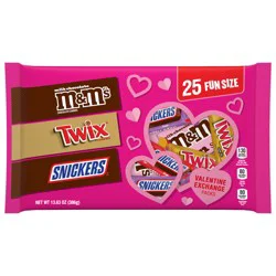 Mars M&M''s Snickers & Twix Fun Size Valentine''s Day Chocolate Candy Variety Bag - 25 Pieces