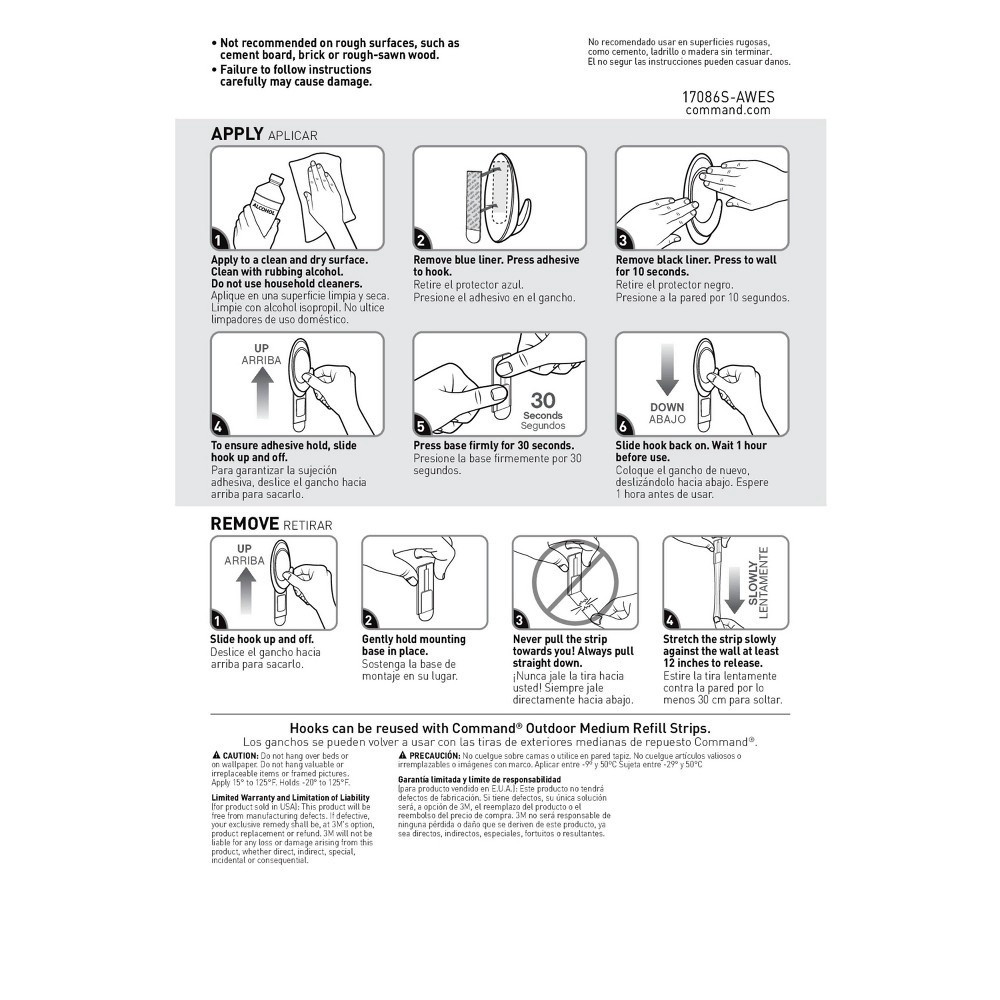 slide 8 of 10, Command Medium Sized Outdoor Terrace Decorative Hooks with Foam Strips Black, 1 ct