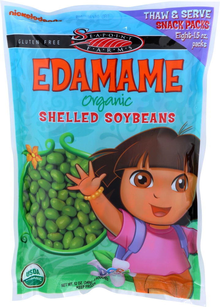 slide 1 of 1, Seapoint Farms Organic Shelled Edamame, Dora The Explorer, 12 oz