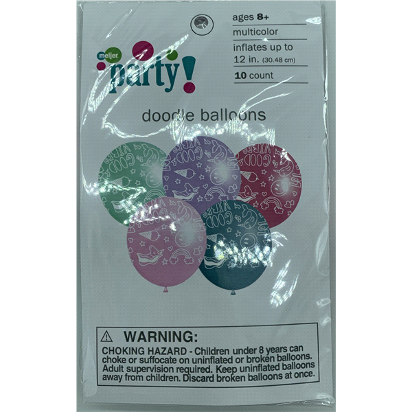 slide 1 of 1, Meijer Party Doodle Girl Balloons, 10 ct