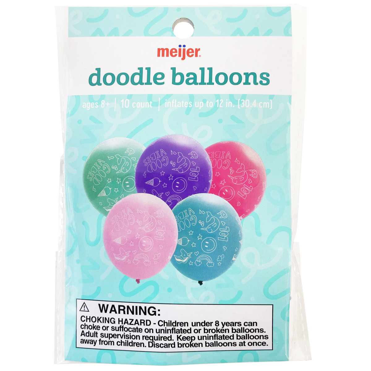 slide 1 of 1, Meijer Party Doodle Girl Balloons, 10 ct